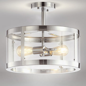 Herndon 15" Iron/Glass Modern LED Flush Mount - JONATHAN Y